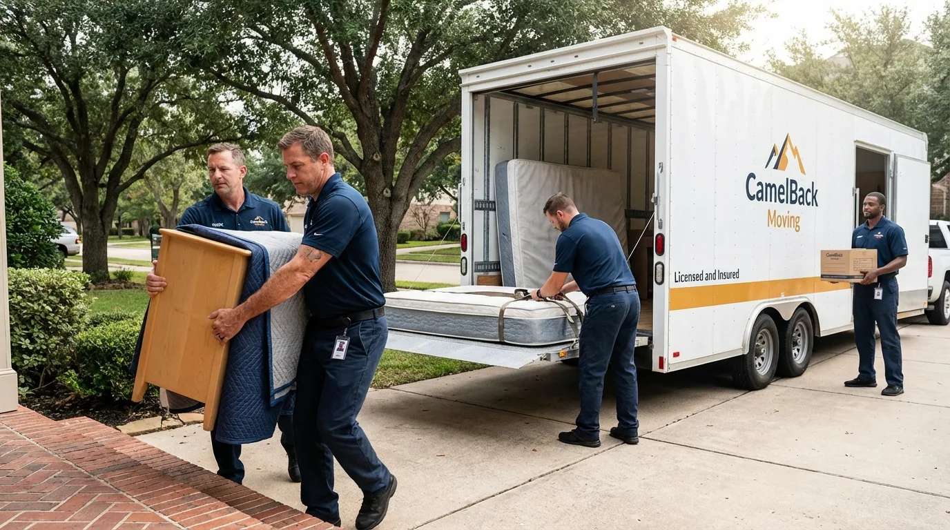 Crew loading residential truck for cross-state move from Fair Oaks, CA